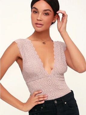 Free People Lace Plunge Bodysuit